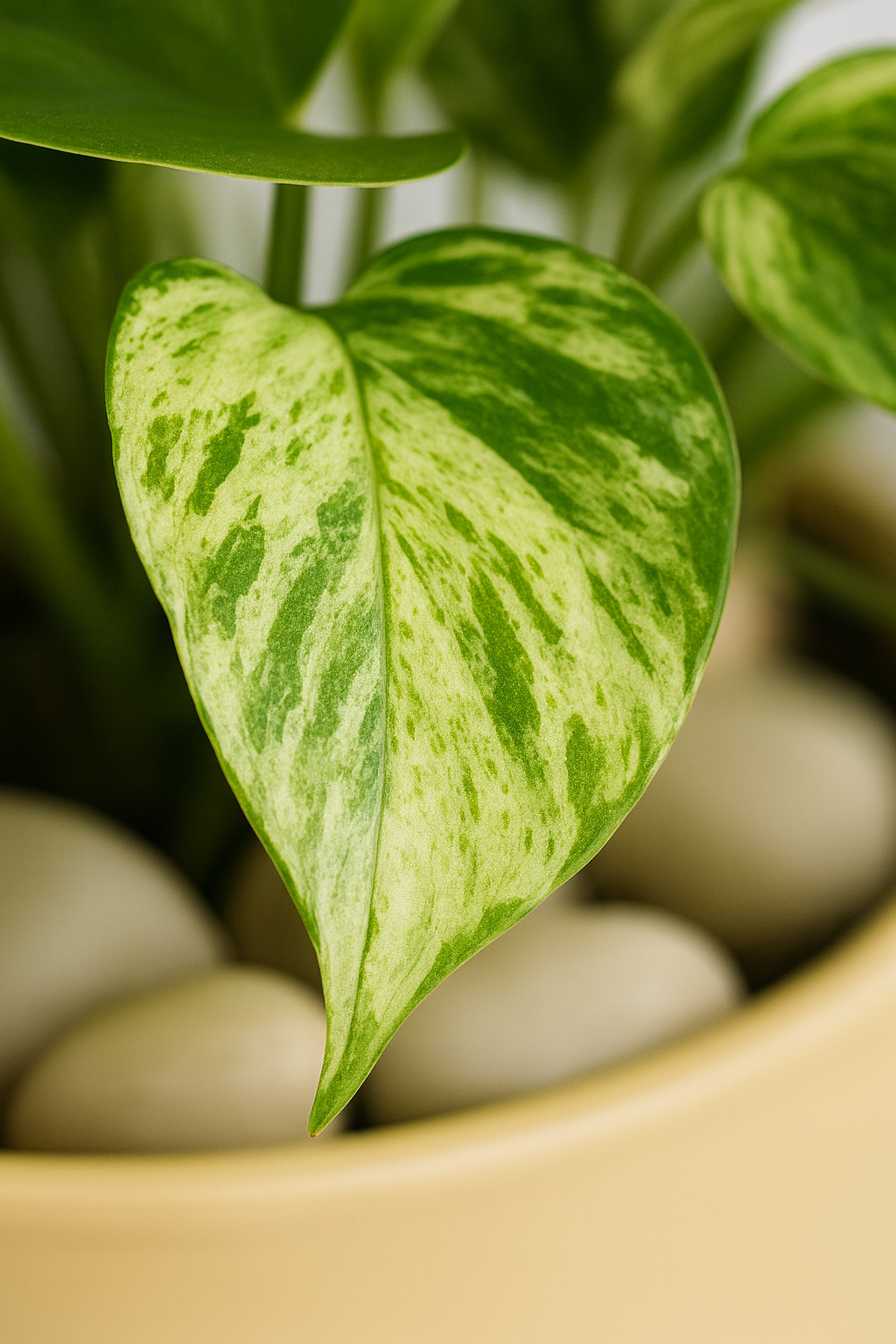 Marble Queen Pothos — Round Pot + Saucer